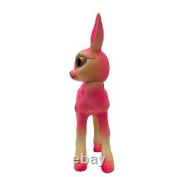 Soft Plastic Rubber Hot Pink 7 Deer Figure Toy Christmas Decor Japan Vintage