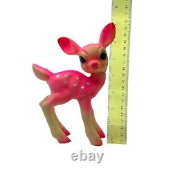 Soft Plastic Rubber Hot Pink 7 Deer Figure Toy Christmas Decor Japan Vintage