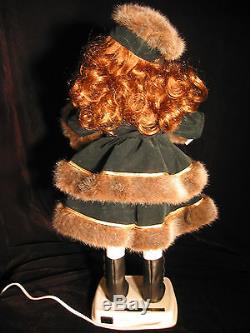 TELCO MOTIONETTE Electric Christmas Figurine Victorian Girl Faux Fur Trim 24