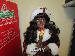TELCO Motion-ettes Animated African American Girl Caroler lighted Christmas 24