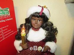 TELCO Motion-ettes Animated African American Girl Caroler lighted Christmas 24