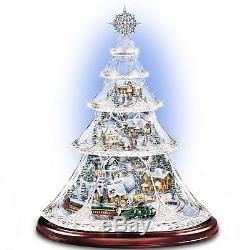 Thomas Kinkade Animated & Lighted Crystal Christmas Tree Holiday Decor New