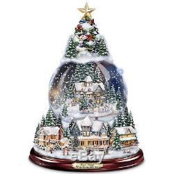 Thomas Kinkade Lighted & Musical Snow Globe Christmas Tree Holiday Decor New