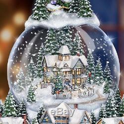 Thomas Kinkade Lighted & Musical Snow Globe Christmas Tree Holiday Decor New