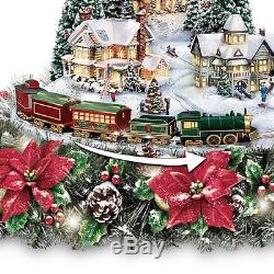 Thomas Kinkade Lights & Sounds Animated Christmas Floral Holiday Decor New