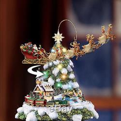 Thomas Kinkade Moving & Lighted Christmas Tree Holiday Decor New