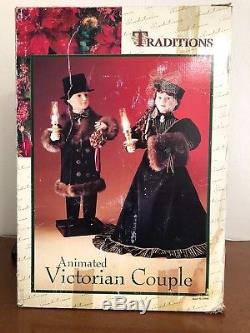 TRADITIONS Animated Victorian Couple Holiday Moving Decoration Vintage Rare