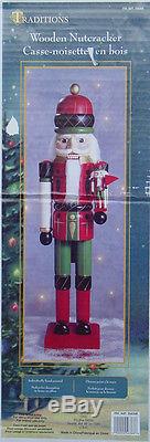 TRADITIONS LARGE 39 WOODEN DECOR OLD WORLD NUTCRACKER With SMALL NUTCRACKER NIB