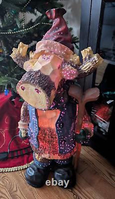 Tall 30.5 Puleo Fiber Optic Resin Moose Color Changing Winter Christmas Holiday