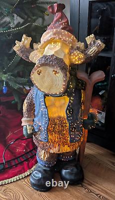 Tall 30.5 Puleo Fiber Optic Resin Moose Color Changing Winter Christmas Holiday