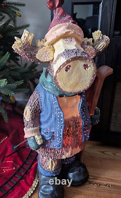 Tall 30.5 Puleo Fiber Optic Resin Moose Color Changing Winter Christmas Holiday