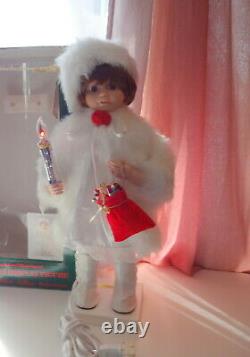 Telco Eskimo Child Animated Christmas Motionette Doll Snowbaby Girl White w Box