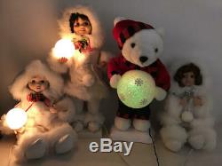 Telco Eskimo Children & Polar Bear Animated Christmas Motionette Doll Lot