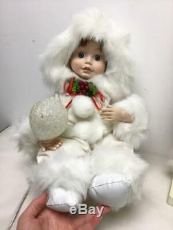 Telco Eskimo Children & Polar Bear Animated Christmas Motionette Doll Lot