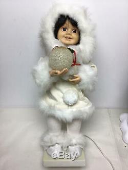 Telco Eskimo Children & Polar Bear Animated Christmas Motionette Doll Lot