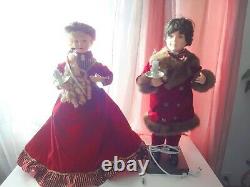 Telco Motionette Christmas Victorian Dress Lady Girl & Man Boy Animated Figures