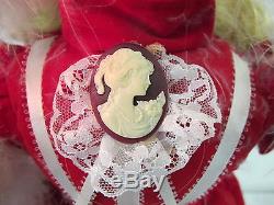 Telco Motionettes Animated Victorian Girl Red Velvet Dress Fur Trim 24 Vintage