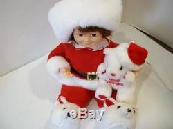 Telco Motionettes Of Christmas Poseable Girl Teddy Bear Bunny Slippers RARE