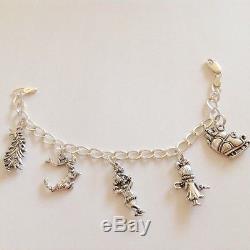The Grinch Stole Christmas Set of 5 Charms in 7 Bracelet. Sterling Silver