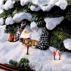Thomas Kinkade Lighted Snow Covered Christmas Tree Sculpture Holiday Statue NEW