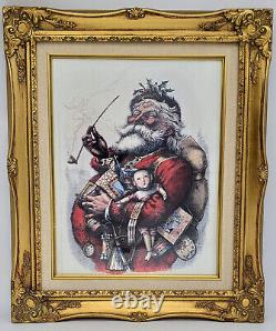 Thomas Nast Merry Old Santa, 11 x 14 REPRINT, FRAMED VINTAGE GOLD USED 16X20