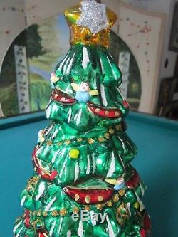 Thomas Pacconi Large 16 1/2 Christmas Tree Glass Blown Table Ornament