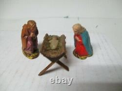 Tiny Vintage Christmas Germany Composition Nativity Set in Original Box