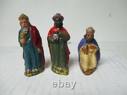 Tiny Vintage Christmas Germany Composition Nativity Set in Original Box