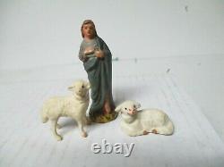 Tiny Vintage Christmas Germany Composition Nativity Set in Original Box