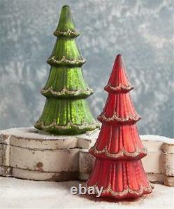 Traditional Mercury Glass Christmas Trees Red and Green Colors