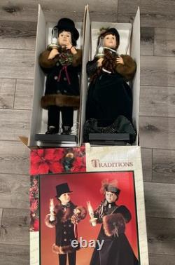 Traditions Animated Victorian Christmas Carolers 27 90s Green Vintage Excellent