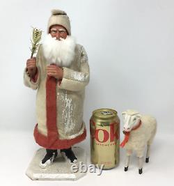 Two Sisters Studios Santa Claus Candy Container 13 with Putz Style Sheep