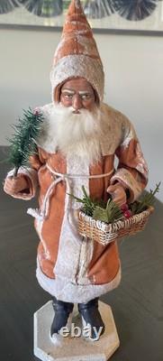 Two Sisters Studios Santa Claus Candy Container 15 with basket of Holly Spun