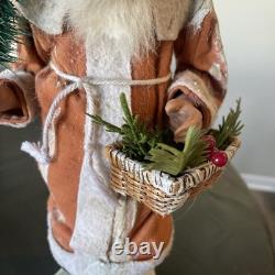 Two Sisters Studios Santa Claus Candy Container 15 with basket of Holly Spun
