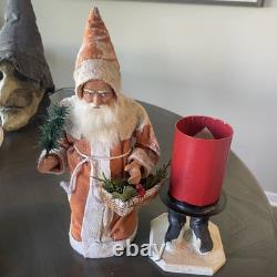 Two Sisters Studios Santa Claus Candy Container 15 with basket of Holly Spun