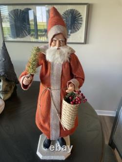 Two Sisters Studios Santa Claus Candy Container 20with basket of Holly Spun