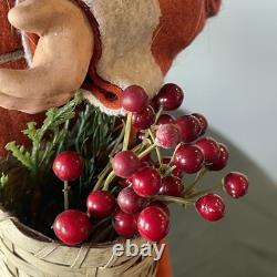 Two Sisters Studios Santa Claus Candy Container 20with basket of Holly Spun