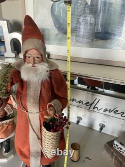 Two Sisters Studios Santa Claus Candy Container 20with basket of Holly Spun