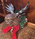 Unique-hard To Find- Animated Singing Christmas Moose Trophy Head Wall Hanging