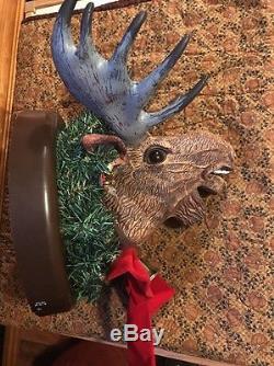 Unique-Hard to Find- ANIMATED SINGING Christmas MOOSE Trophy HEAD Wall Hanging