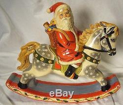 Vaillancourt Folk Art Santa Riding Rocking Horse Signed