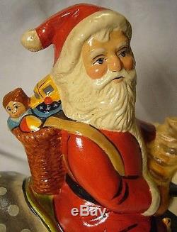 Vaillancourt Folk Art Santa Riding Rocking Horse Signed