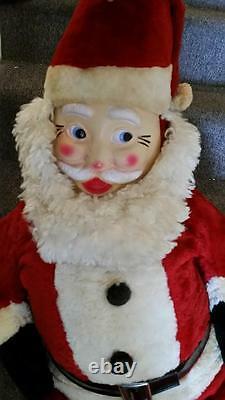 VINTAGE 1950'S SANTA CLAUS STUFFED STORE DISPLAY 44' tall rubber face