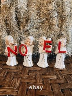 VINTAGE 1950s NOEL CHRISTMAS ANGELS RELCO Ceramic Candle Holders Japan Figurines
