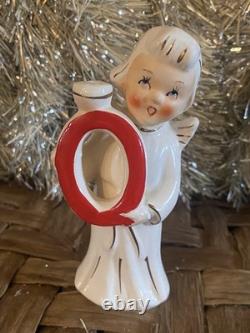 VINTAGE 1950s NOEL CHRISTMAS ANGELS RELCO Ceramic Candle Holders Japan Figurines