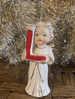 VINTAGE 1950s NOEL CHRISTMAS ANGELS RELCO Ceramic Candle Holders Japan Figurines