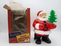 VINTAGE'50s ROYALITE LIGHTED PLASTIC SANTA CLAUS WithCHRISTMAS TREE ORIGINAL BOX