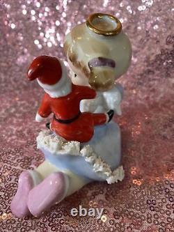 VINTAGE Girl ANGEL Plays SANTA DOLL December CHRISTMAS PIGTAILS Dress Japan