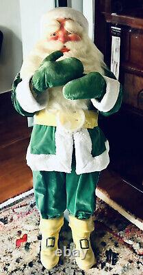 VINTAGE HAROLD GALE SANTA 7 UP FROM STORE DISPLAY RARE GREEN OUTFIT EVC Over 3ft