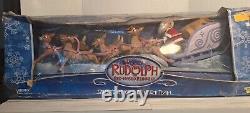 VINTAGE Memory Lane Rudolph With Santa's Sleigh & Reindeer TEAM Set RARE